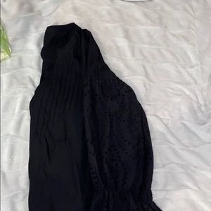 Never worn black flowy linen button down shirt